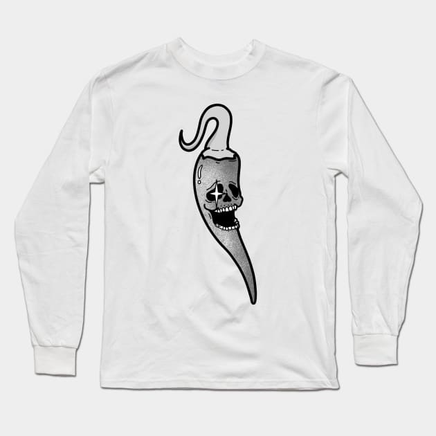 Chili Pepper Skull Long Sleeve T-Shirt by Hacked By NA